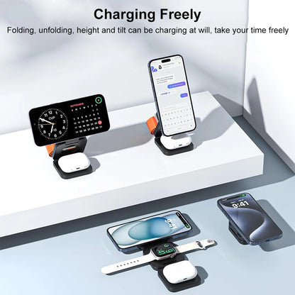 Wireless Charger for Iphone 3 in 1 Foldable Magnetic Wireless Charging Station for Iphone 15 14 13 12 Pro Max Charger Station