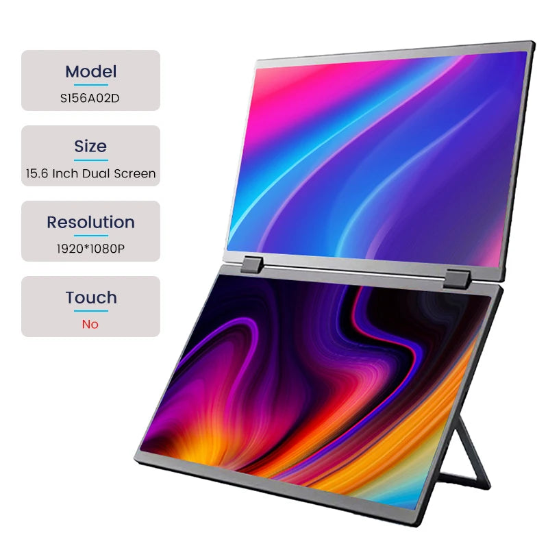 15.6 Inch Dual Touch Screen Portable Monitor 1080P FHD with 360° Flip External Screen for PC Laptop Mac Phone Xbox PS4/5 Switch